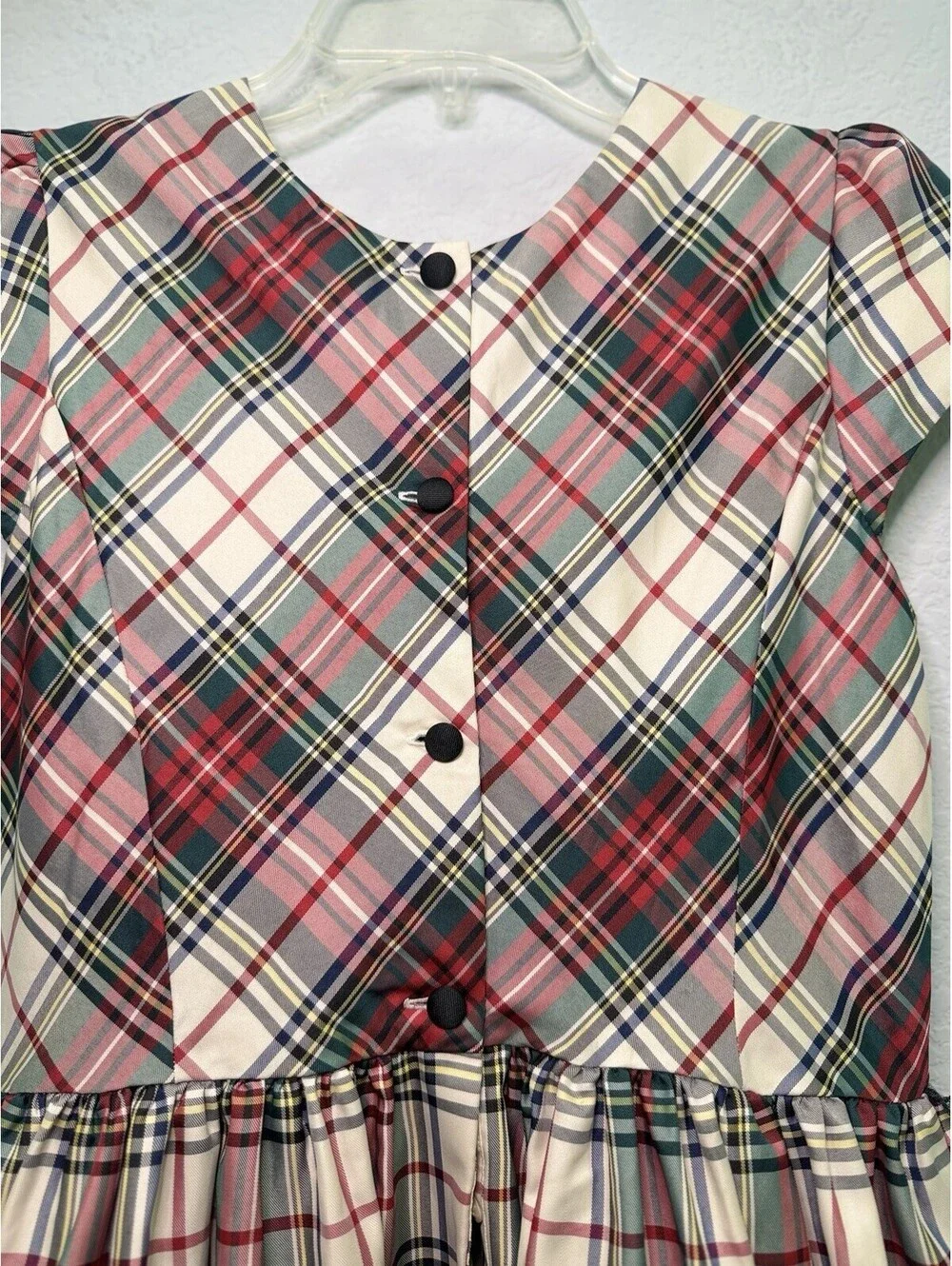 Polo Ralph Lauren Girls Plaid Fit & Flare Dress Cap Sleeve Size 16